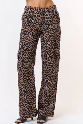 Leopard  Print Cargo  Pants