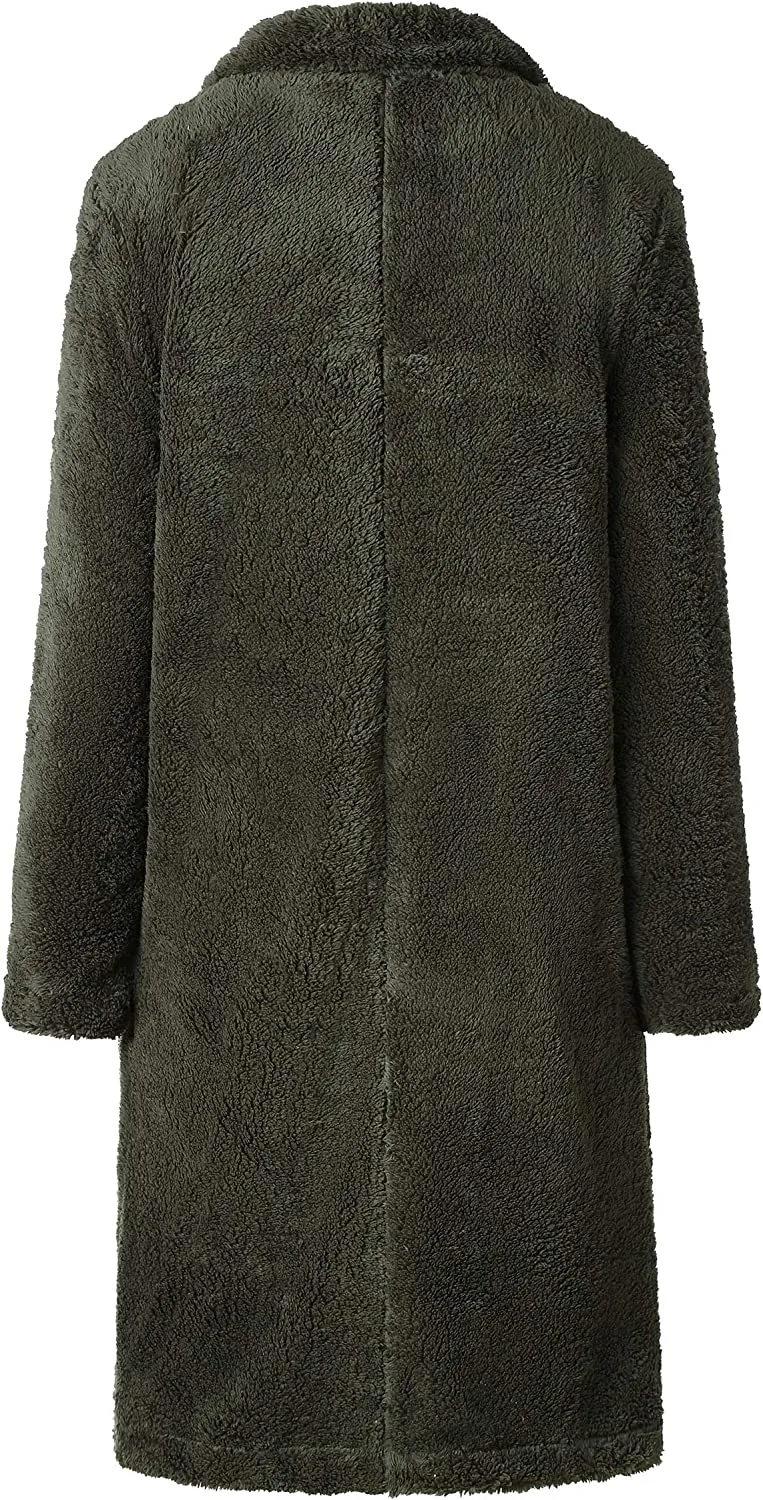 Light Weight | Single Layer Women's Fuzzy Fleece Cardigan Coat | Faux Fur Lapel Front Open Warm Winter Outwear Jackets.