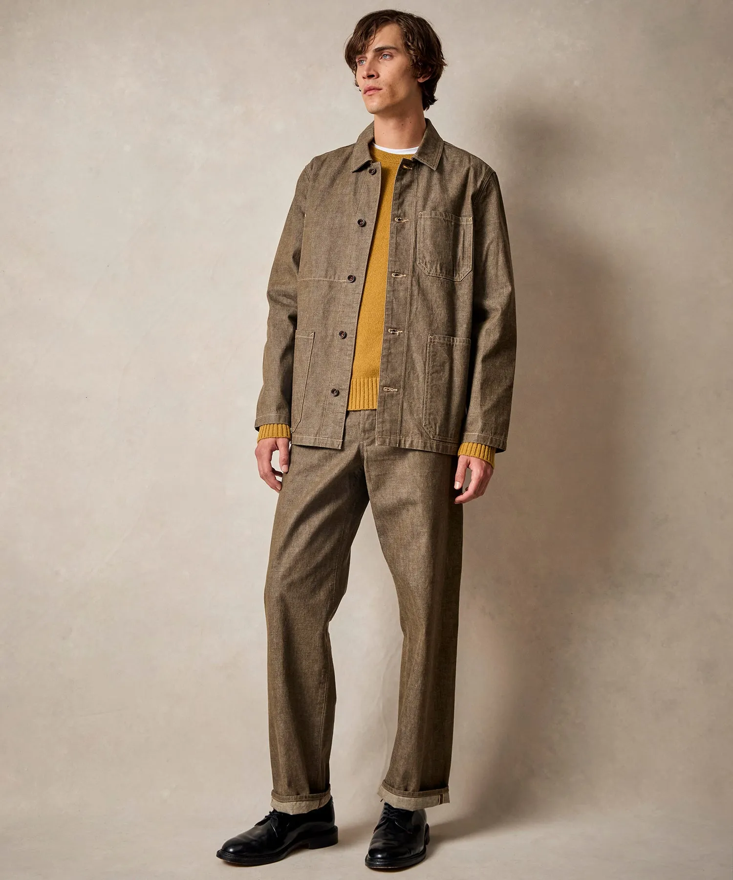 Lightweight Japanese Denim Chore Coat in Whiskey