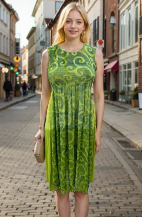 Lime Summer Sleeveless Printed Dress