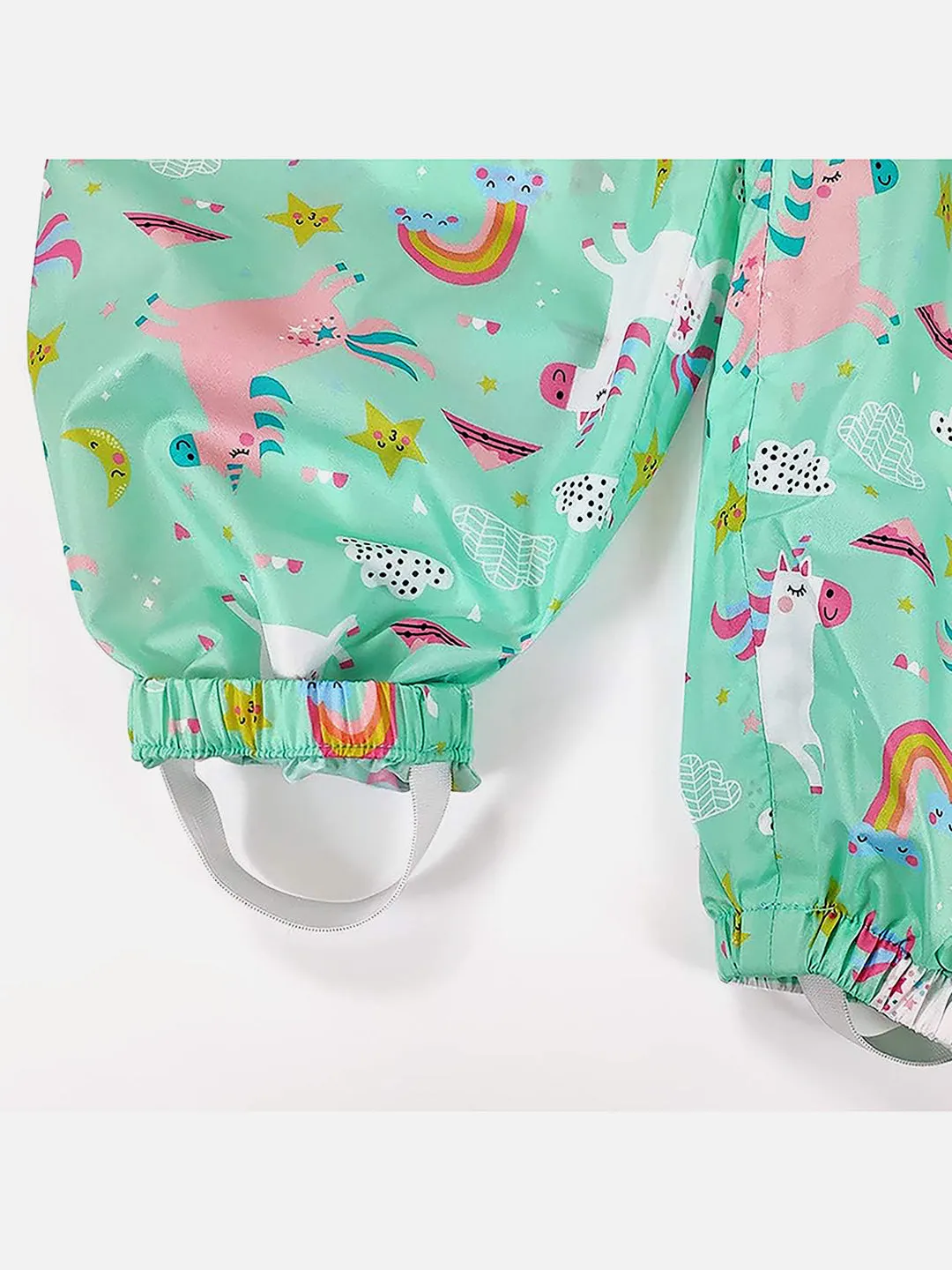 Little Surprise Box, Mint Rainbow All over Jumpsuit/ Playsuit Raincoat for Kids