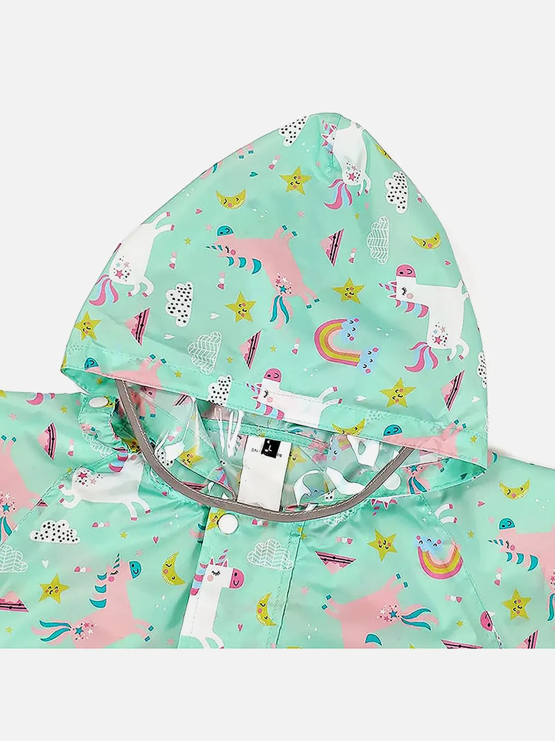 Little Surprise Box, Mint Rainbow All over Jumpsuit/ Playsuit Raincoat for Kids