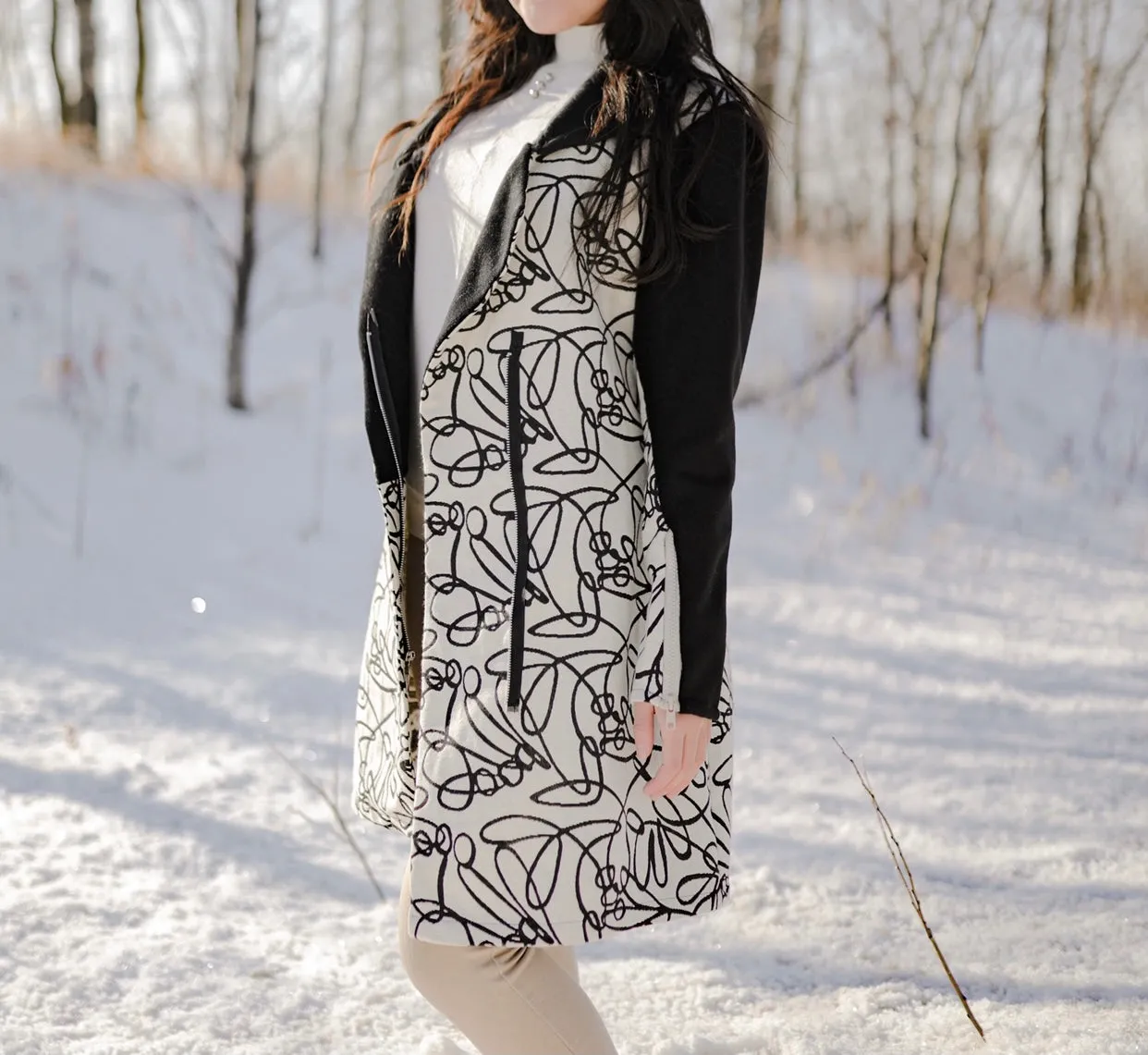 Long Coat - Black & Cream