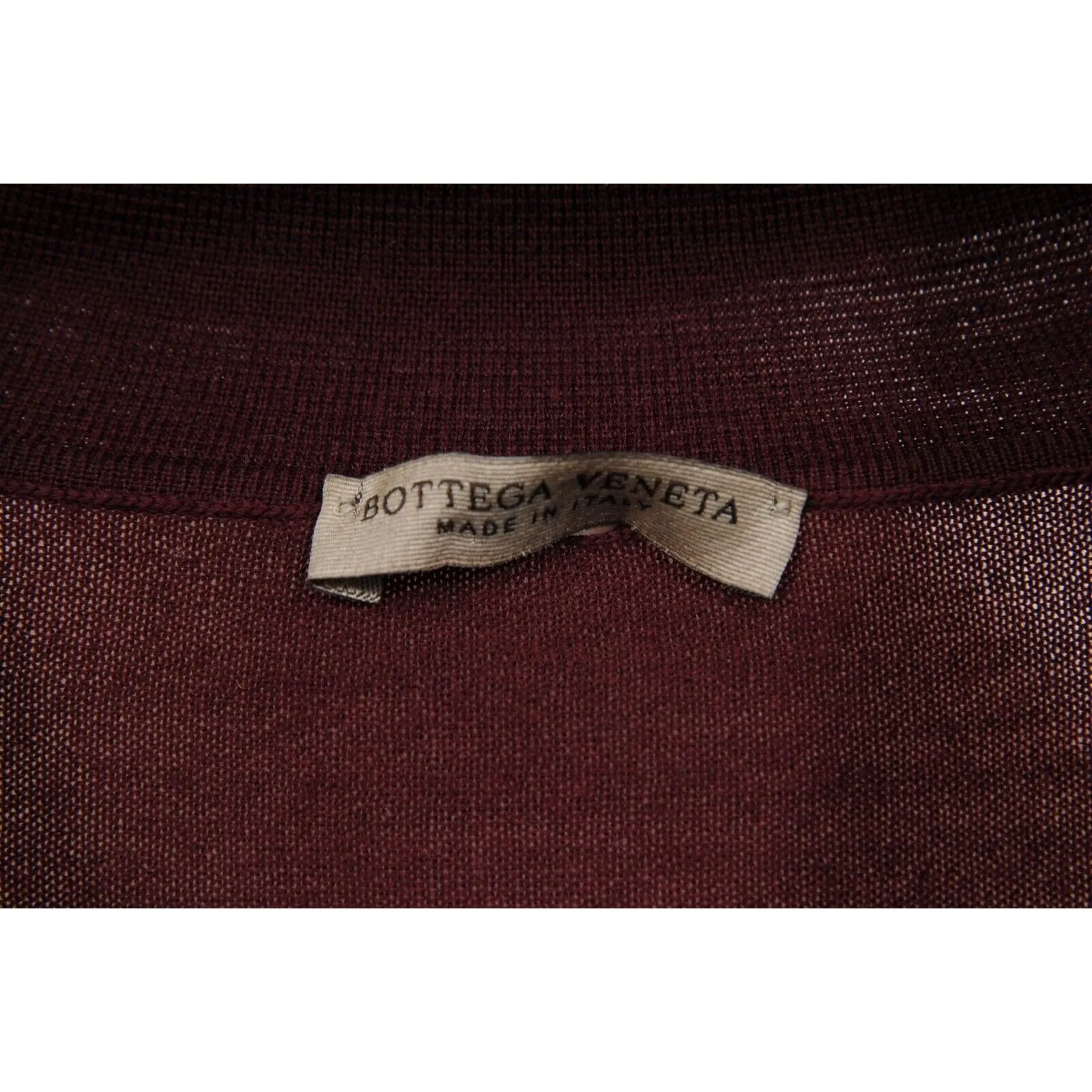 Long Sleeve Polo Sweater Size Large IT 50 Burgundy Red Wool