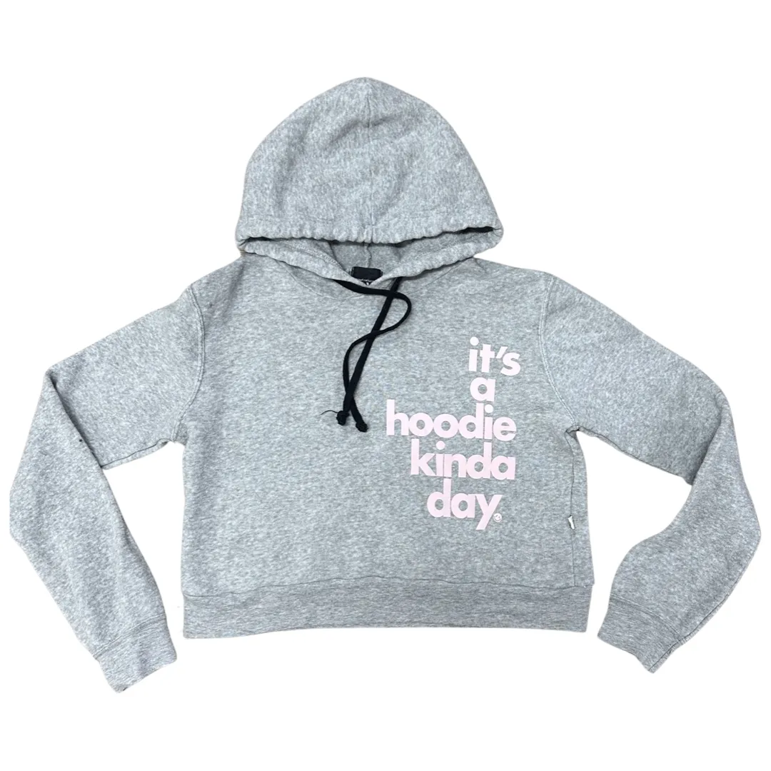 Love Junkie Hoodie Kinda Day Crop Hoodie - Heather Grey