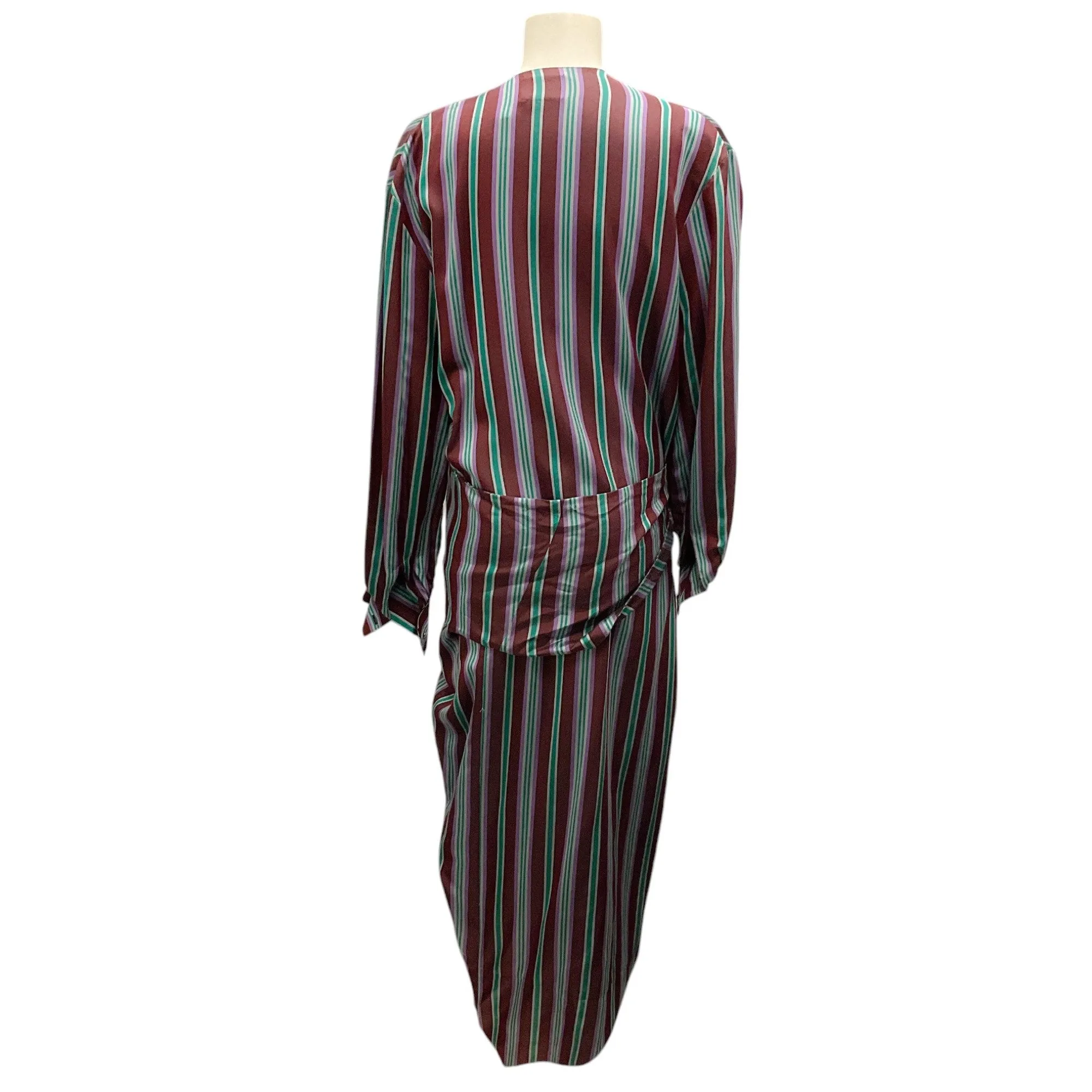 Maison Rabih Kayrouz Burgundy / Purple / Green Multi Striped Maxi Dress