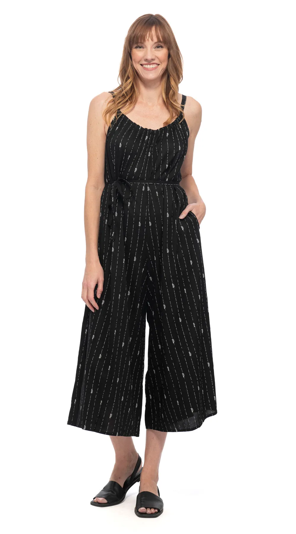 Marley Jumpsuit - black lines - rayon