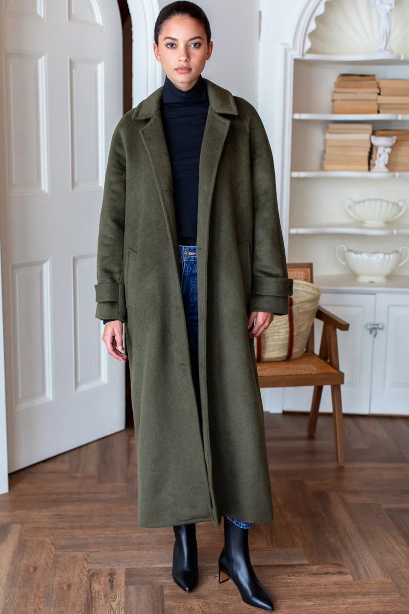 Maxi Overcoat - Army Wool