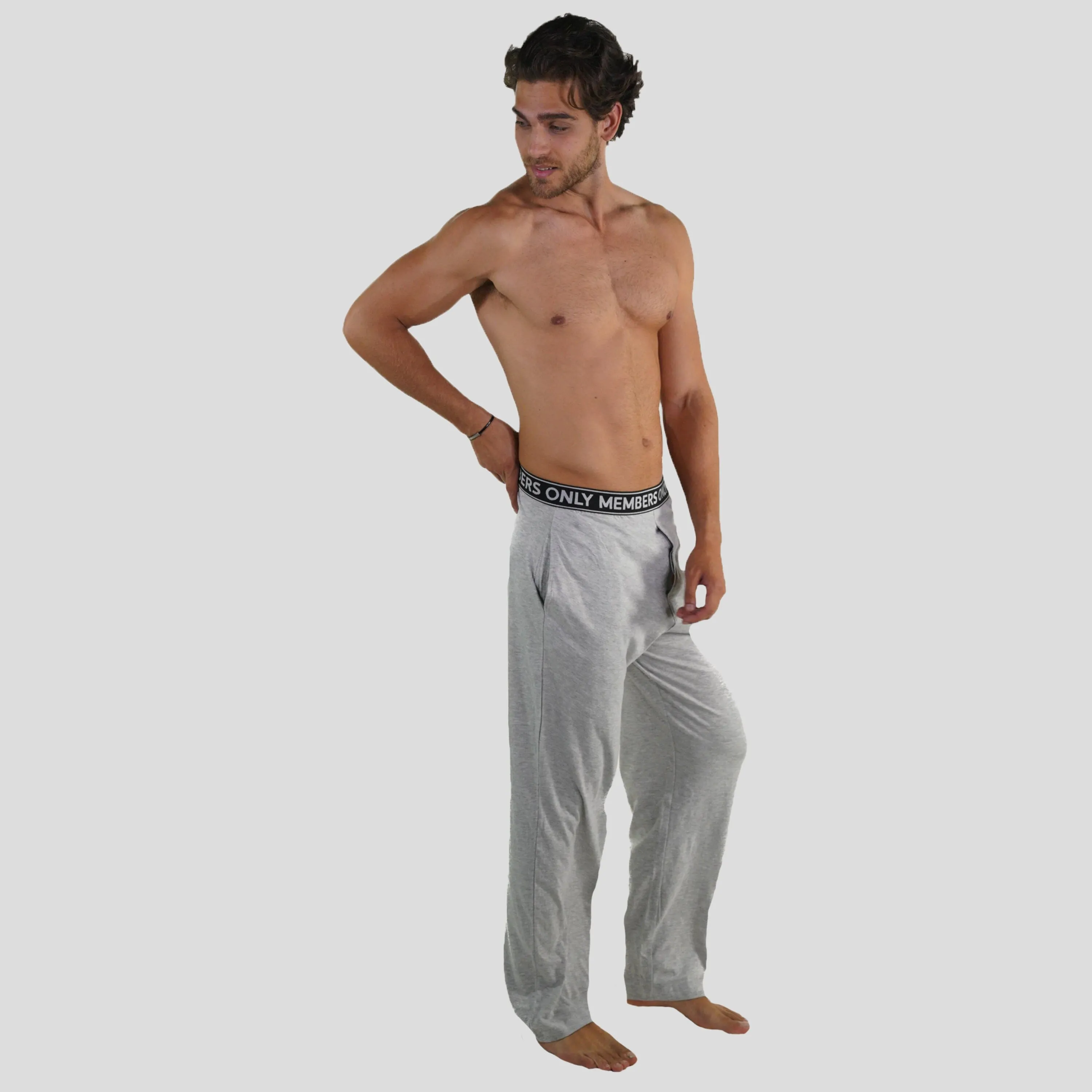 Members Only Men's Jersey Sleep Pant Logo Elastic - Grey