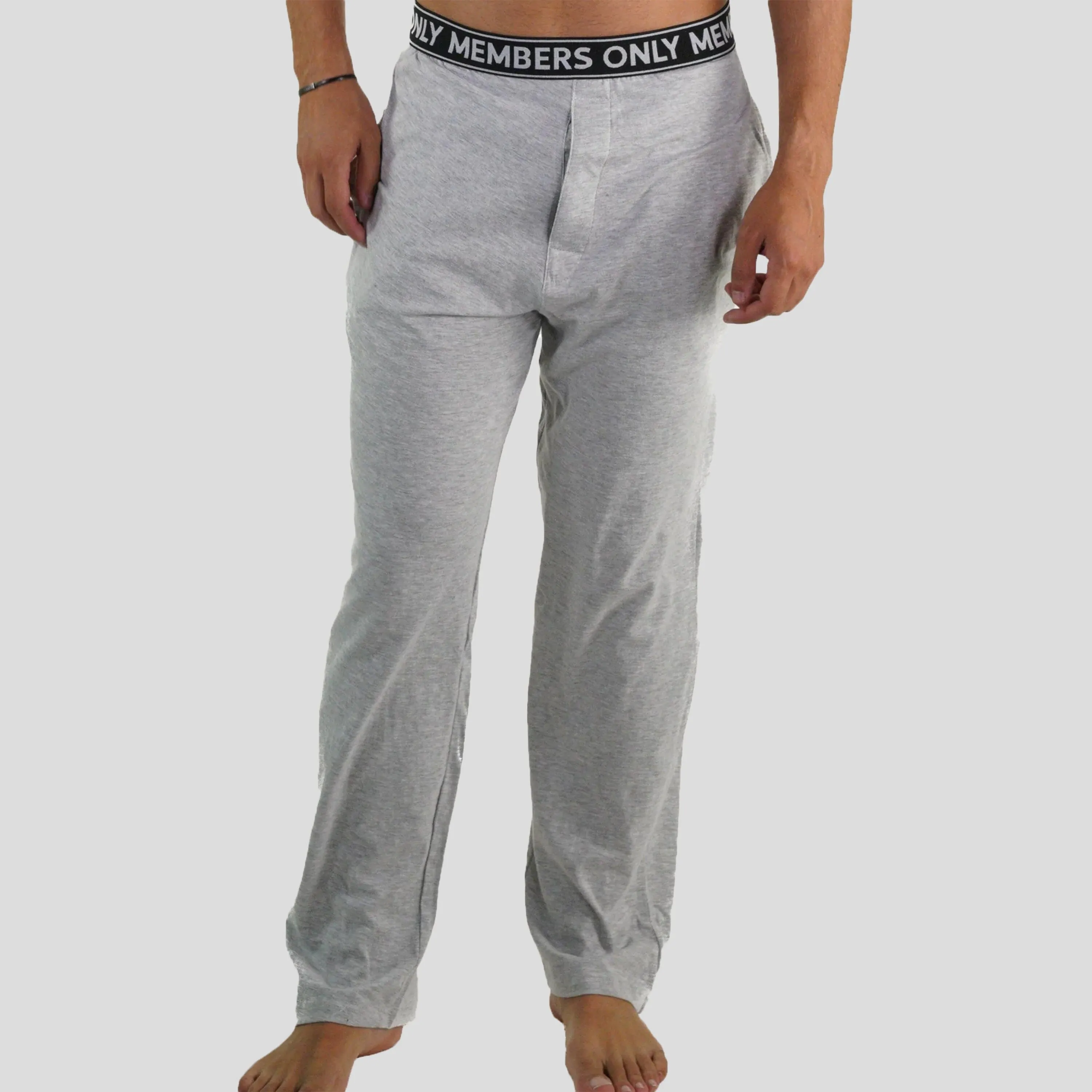 Members Only Men's Jersey Sleep Pant Logo Elastic - Grey