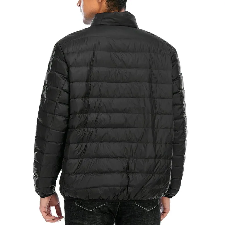 Men Ultra Light Weight Duck Down Jacket Thin Coat Stand Collar Spring Autumn Casual Simple Outerwear 2XL B-585732