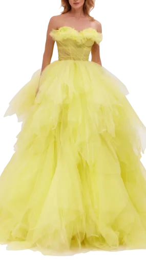 Milla Fairytale Frills Maxi Dress in Vivid Yellow