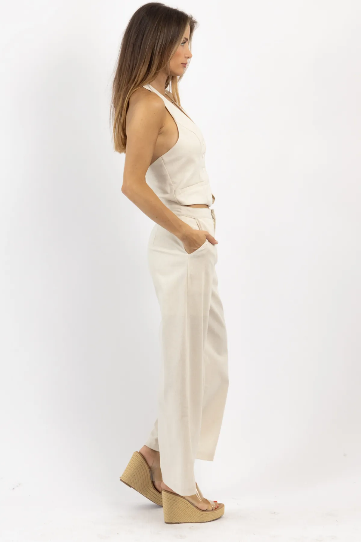 MILO OATMEAL VEST JUMPSUIT