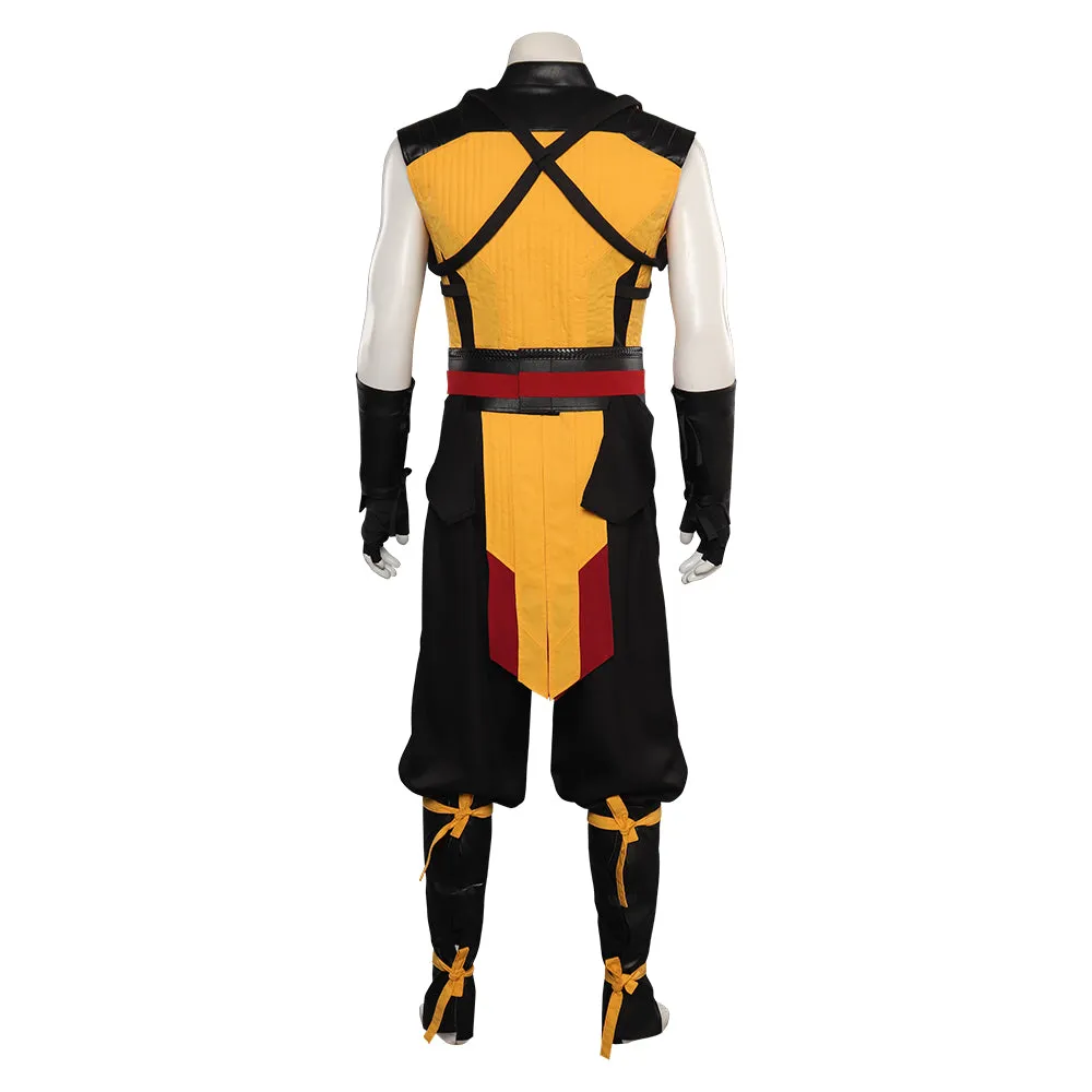 Mortal Kombat Scorpion Top Pants Mask Full Outfits Party Carnival Halloween Cosplay Costume