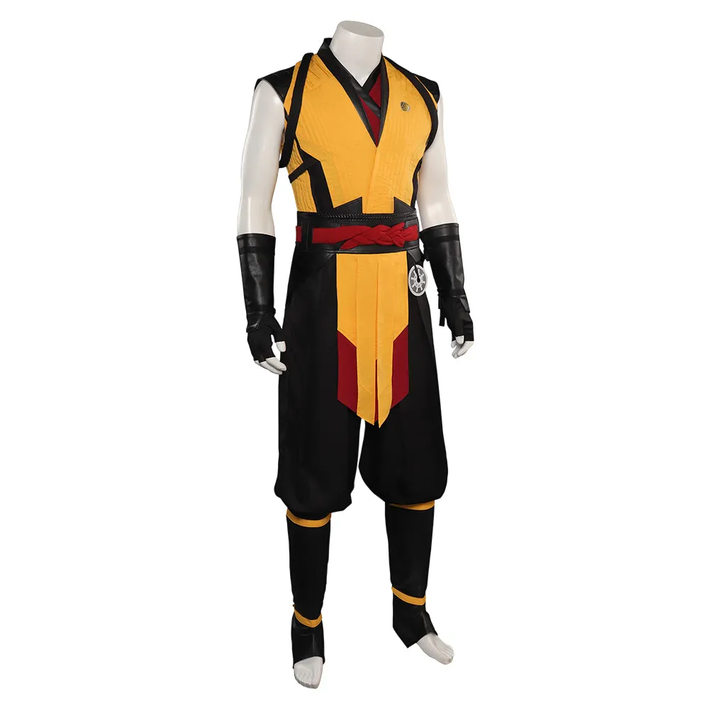 Mortal Kombat Scorpion Top Pants Mask Full Outfits Party Carnival Halloween Cosplay Costume