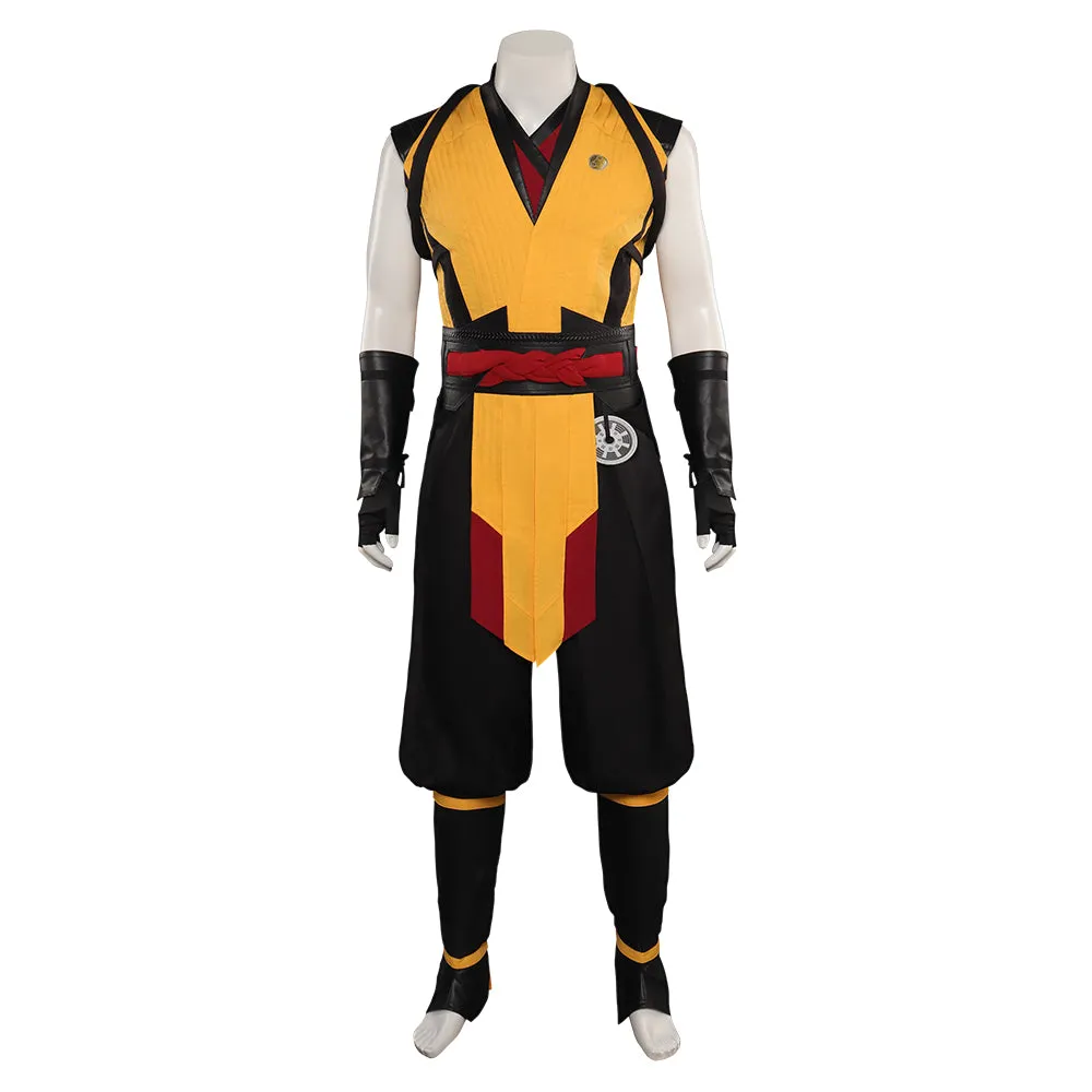 Mortal Kombat Scorpion Top Pants Mask Full Outfits Party Carnival Halloween Cosplay Costume