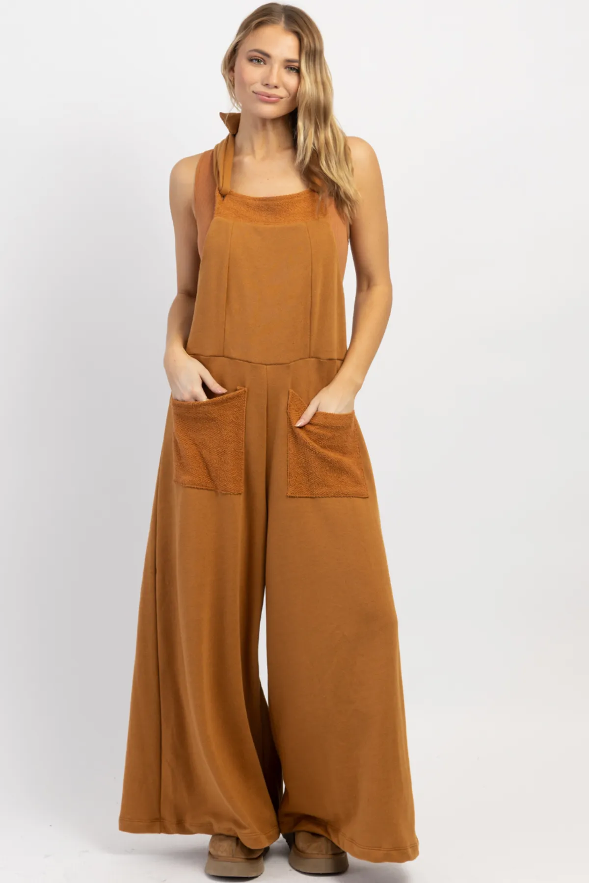 MOXIE RUST RELAXED COTTON JUMPSUIT