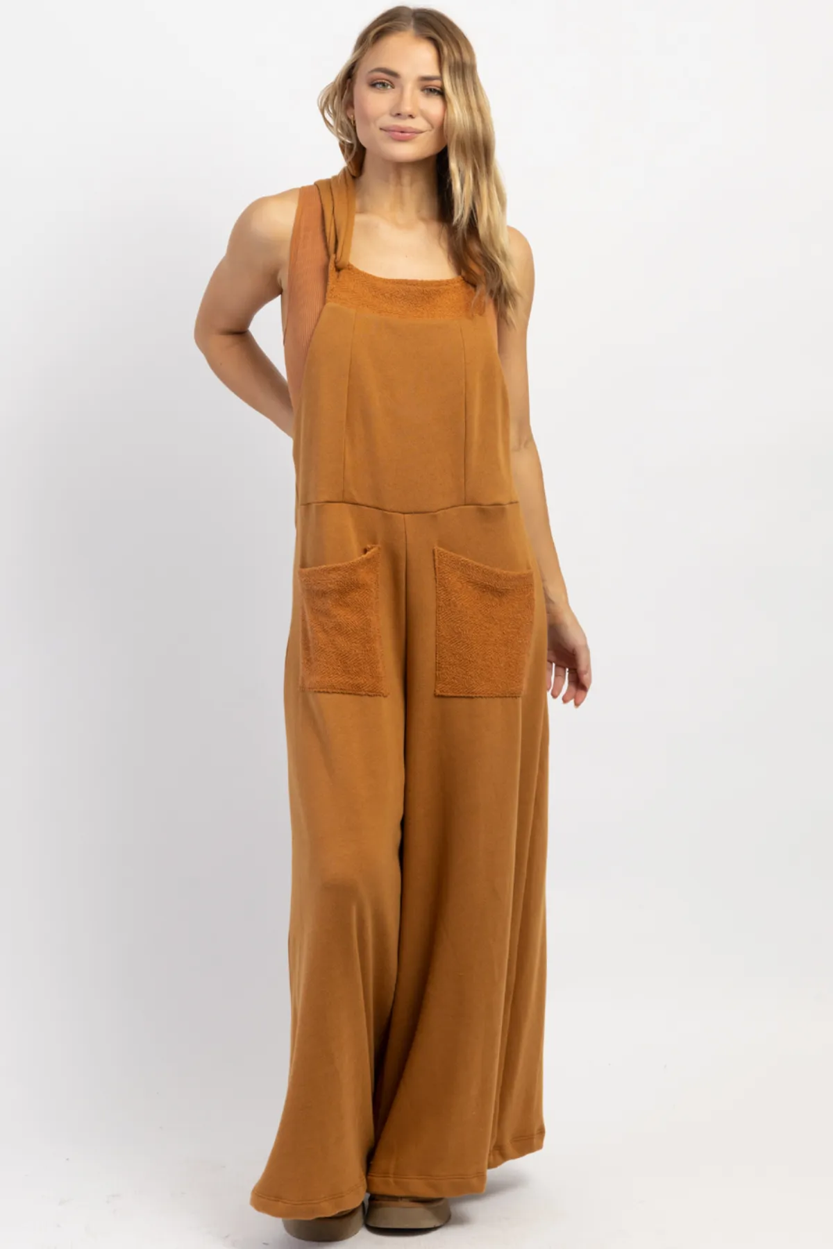 MOXIE RUST RELAXED COTTON JUMPSUIT