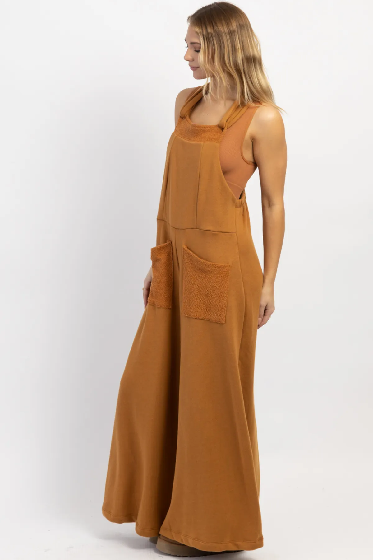 MOXIE RUST RELAXED COTTON JUMPSUIT