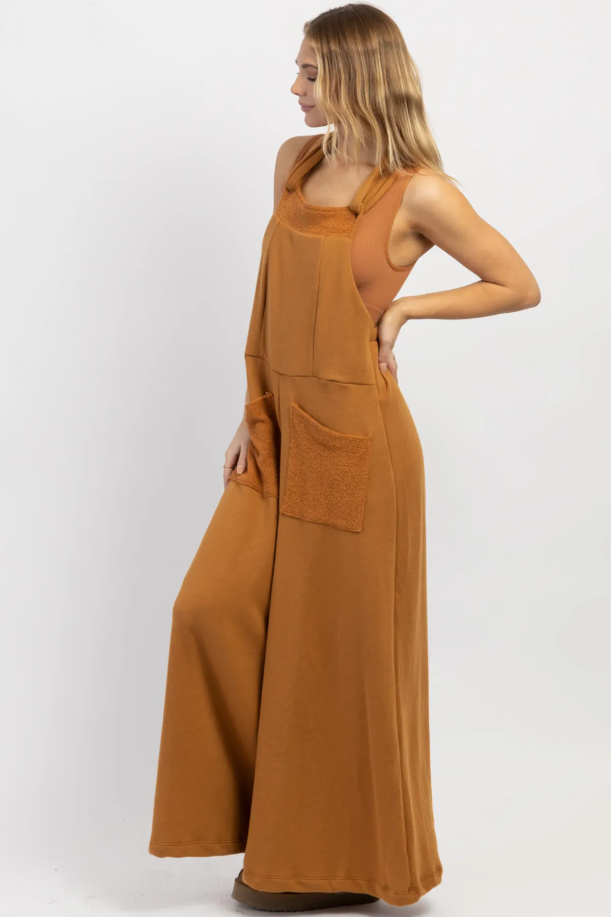 MOXIE RUST RELAXED COTTON JUMPSUIT