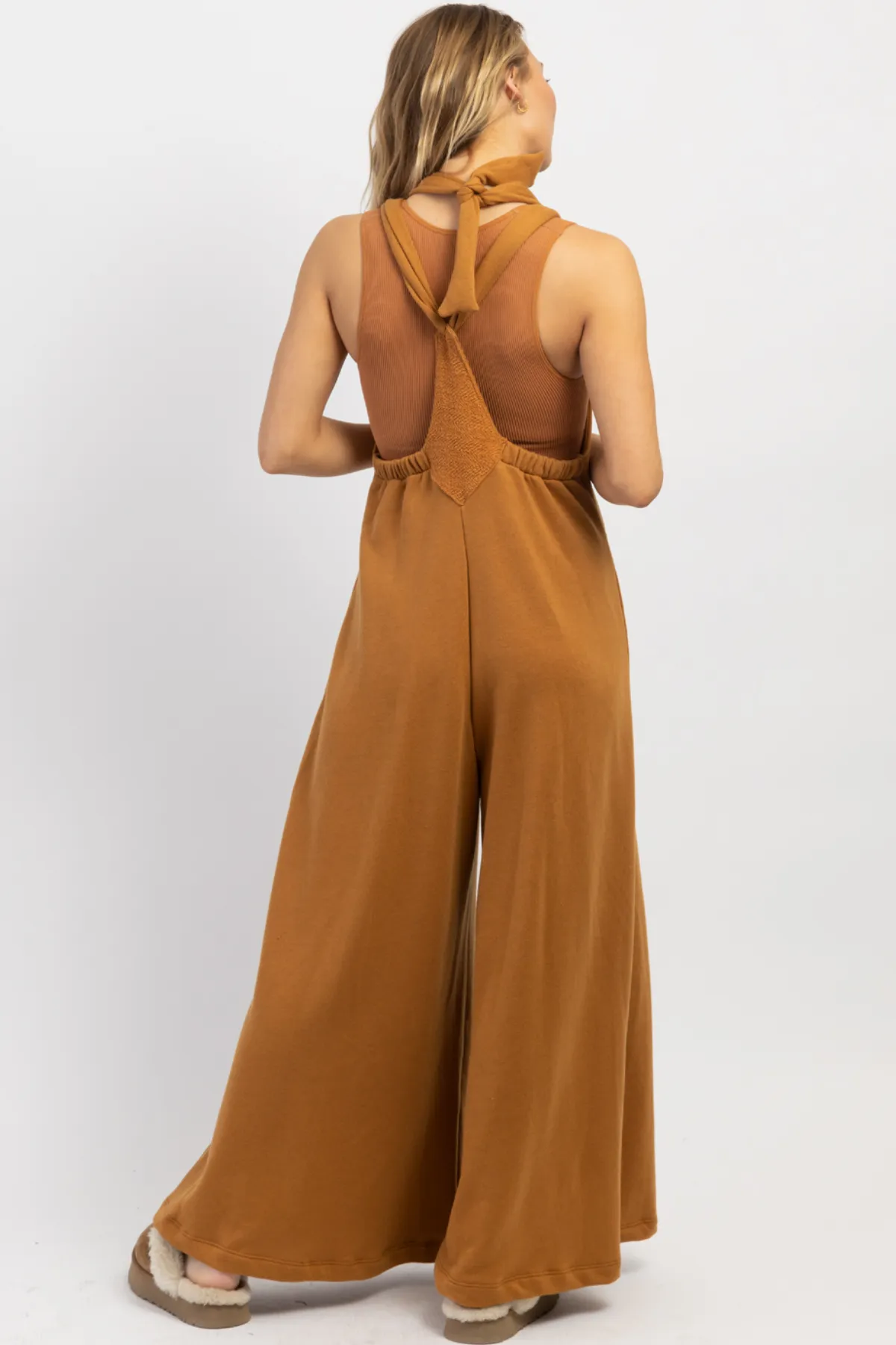 MOXIE RUST RELAXED COTTON JUMPSUIT