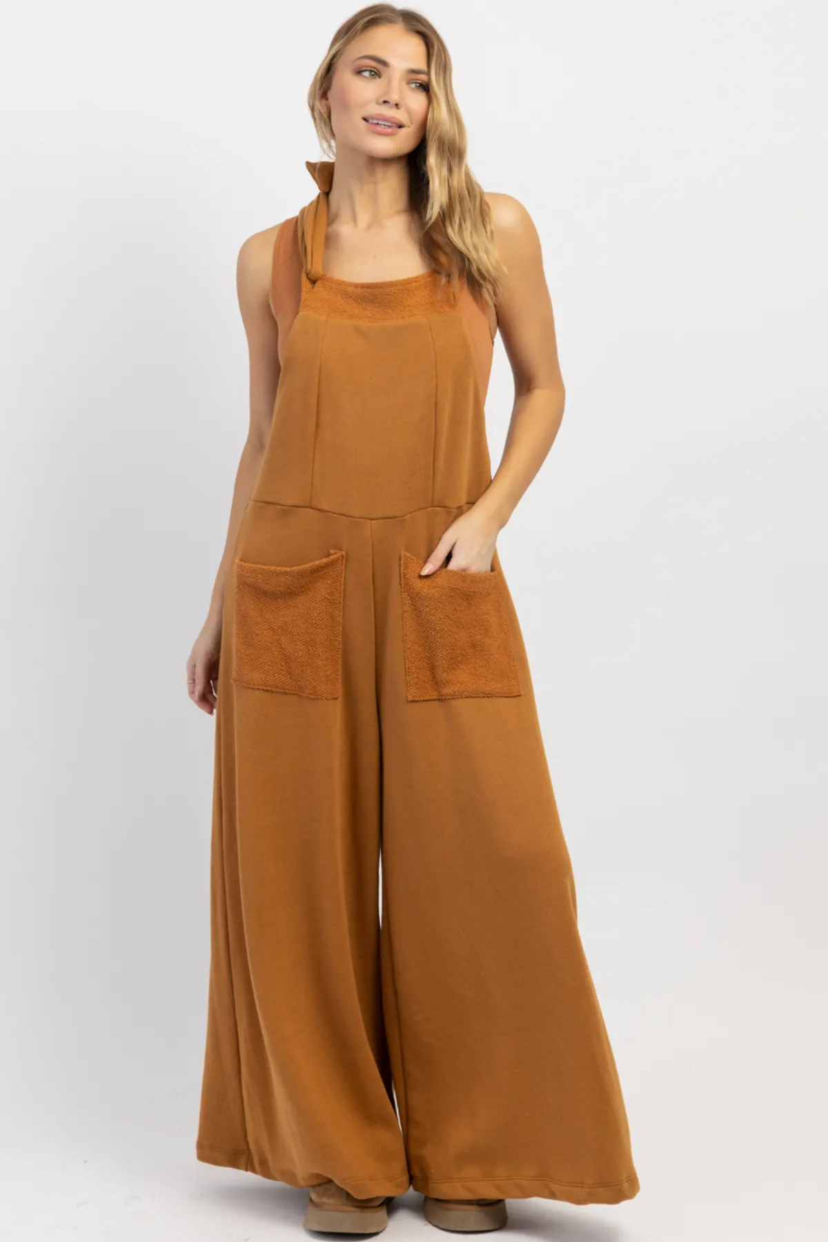 MOXIE RUST RELAXED COTTON JUMPSUIT