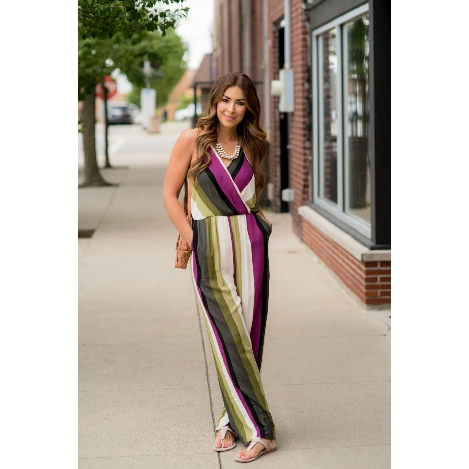 Multi Colored Striped Jumpsuit