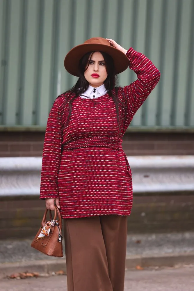 Multicoloured Stripes Matching Snood Scarf Dress