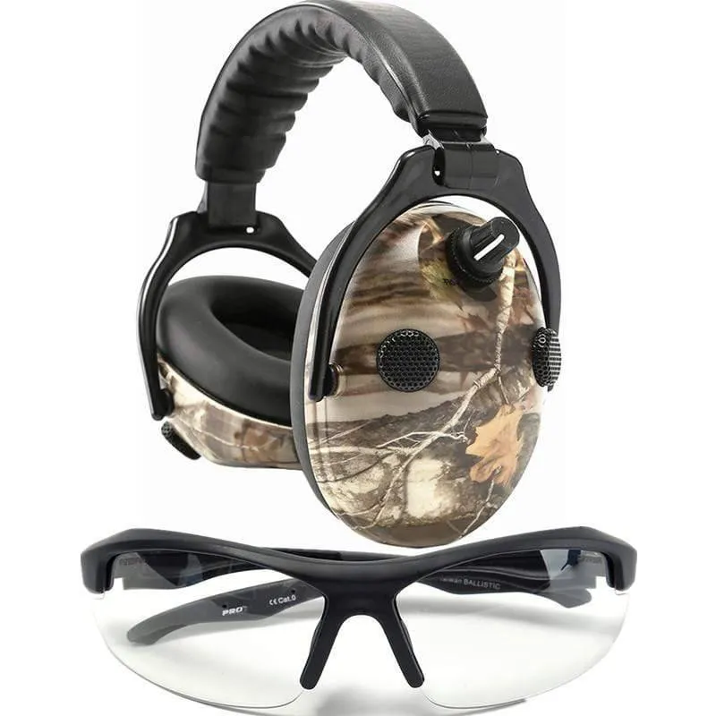 New Electronic Shooting Earmuffs with Military Ballistic Clear Anti Fog & Scratch Resistant Eyewear