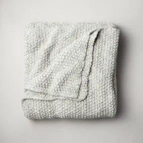 New - King Chunky Knit Bed Blanket Marled Gray - Casaluna