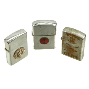 Original U.S. Vietnam & Korean War Engraved and Named Cigarette Lighters- Collection of Three