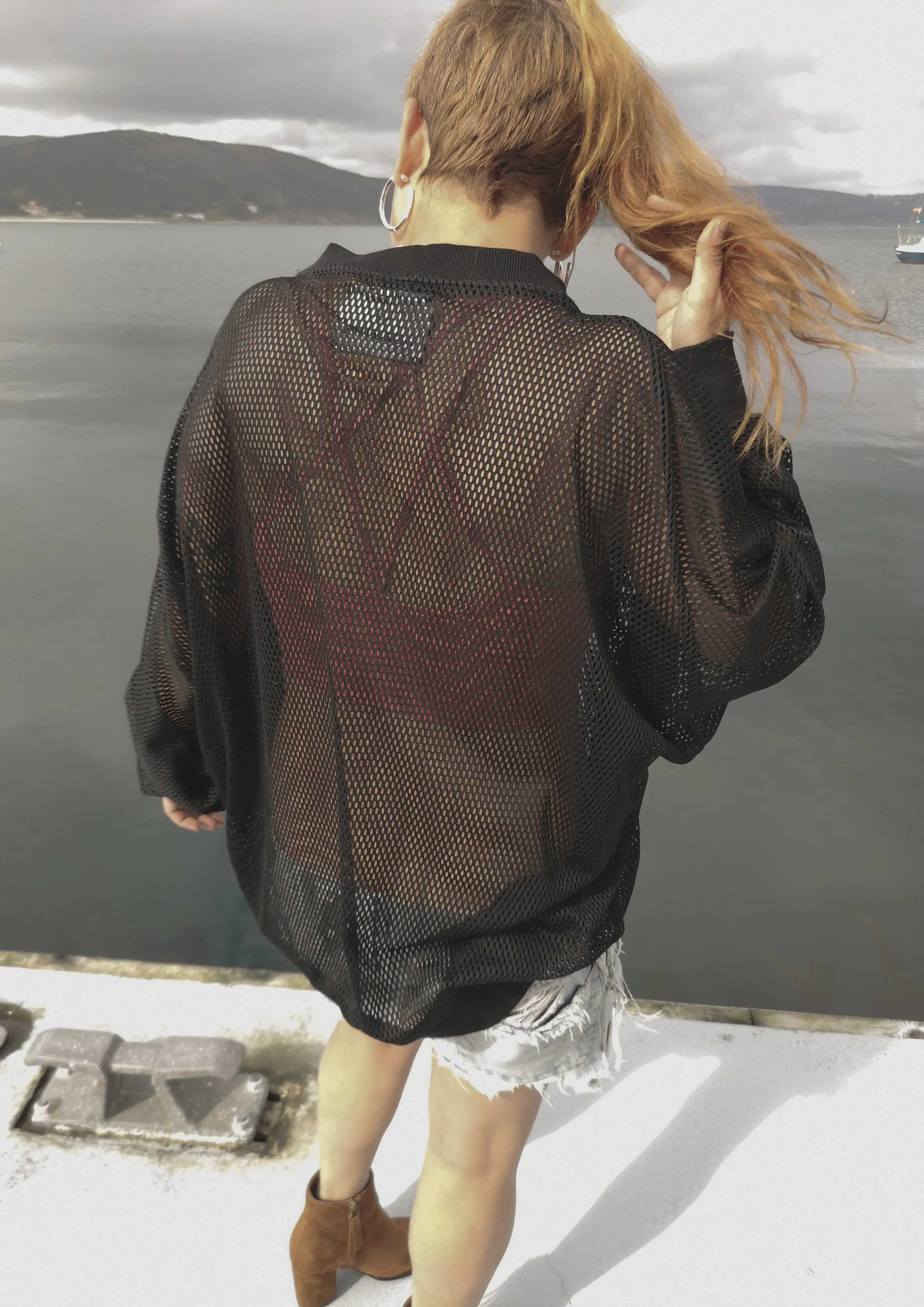 OVERSIZED SUMMER SWEATER - AIRY MESH black