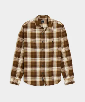 Peached Cotton Lodge Shirt in Brown Plaid