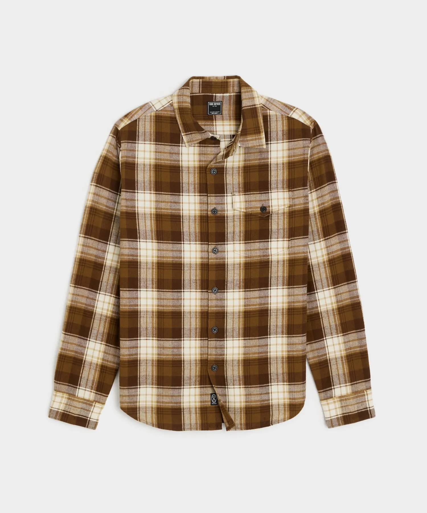 Peached Cotton Lodge Shirt in Brown Plaid