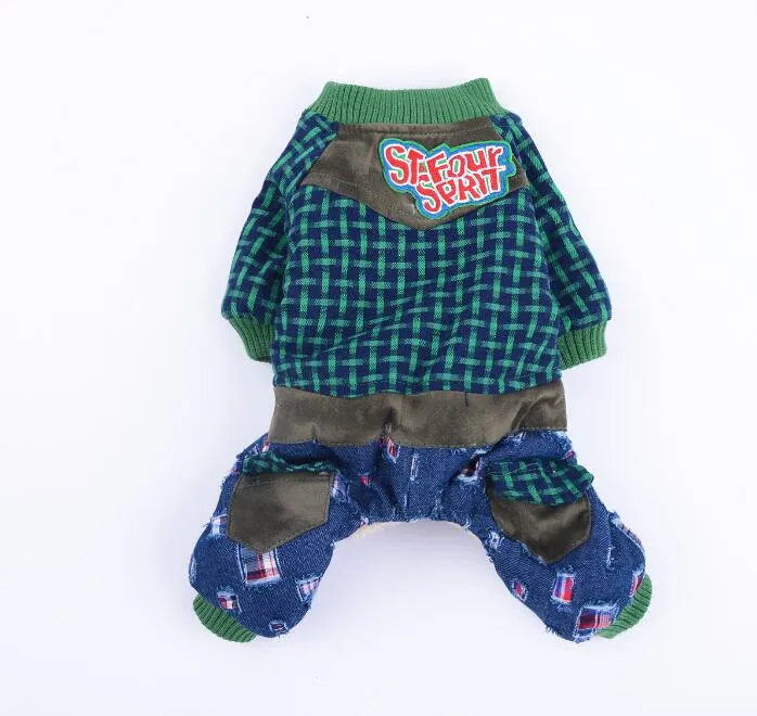 Pet Dog Warm Clothes Puppy Jumpsuit Hoodies Vest Plaid