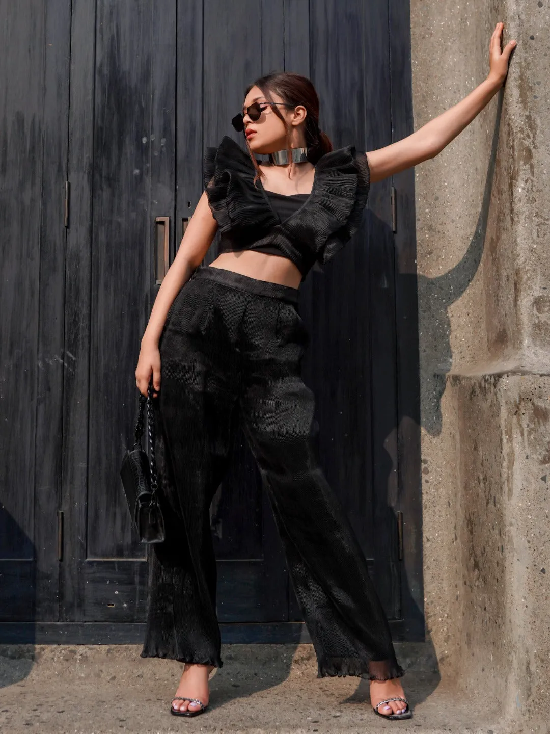 Pleated Organza Pants