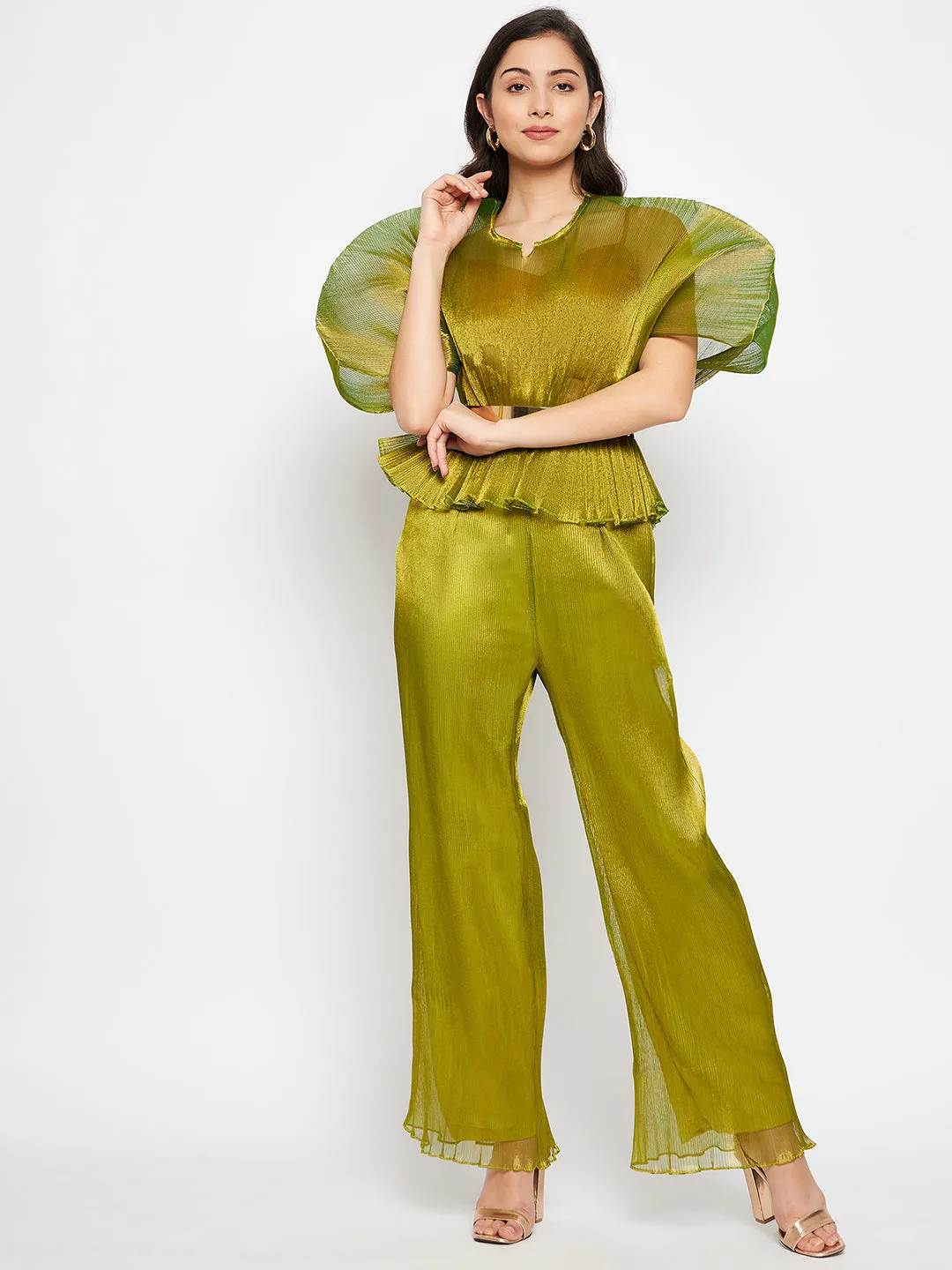 Pleated Organza Pants