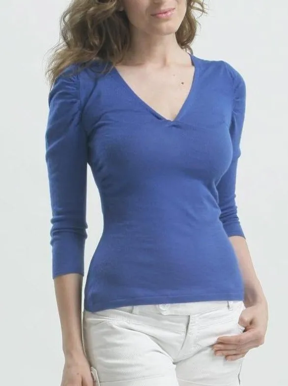 Pleated V Neck Pullover