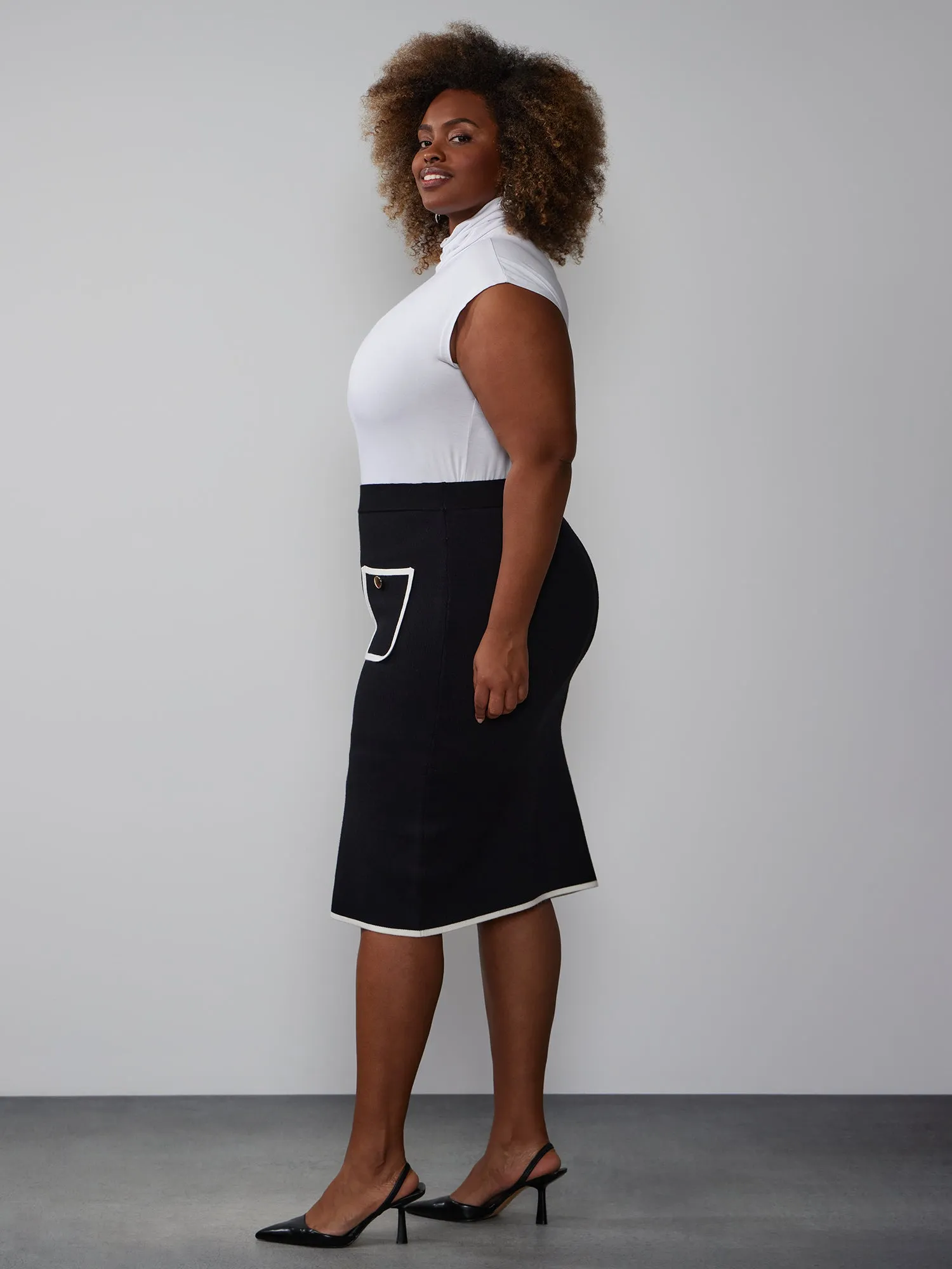 Plus High Rise Front Slit Pencil Skirt