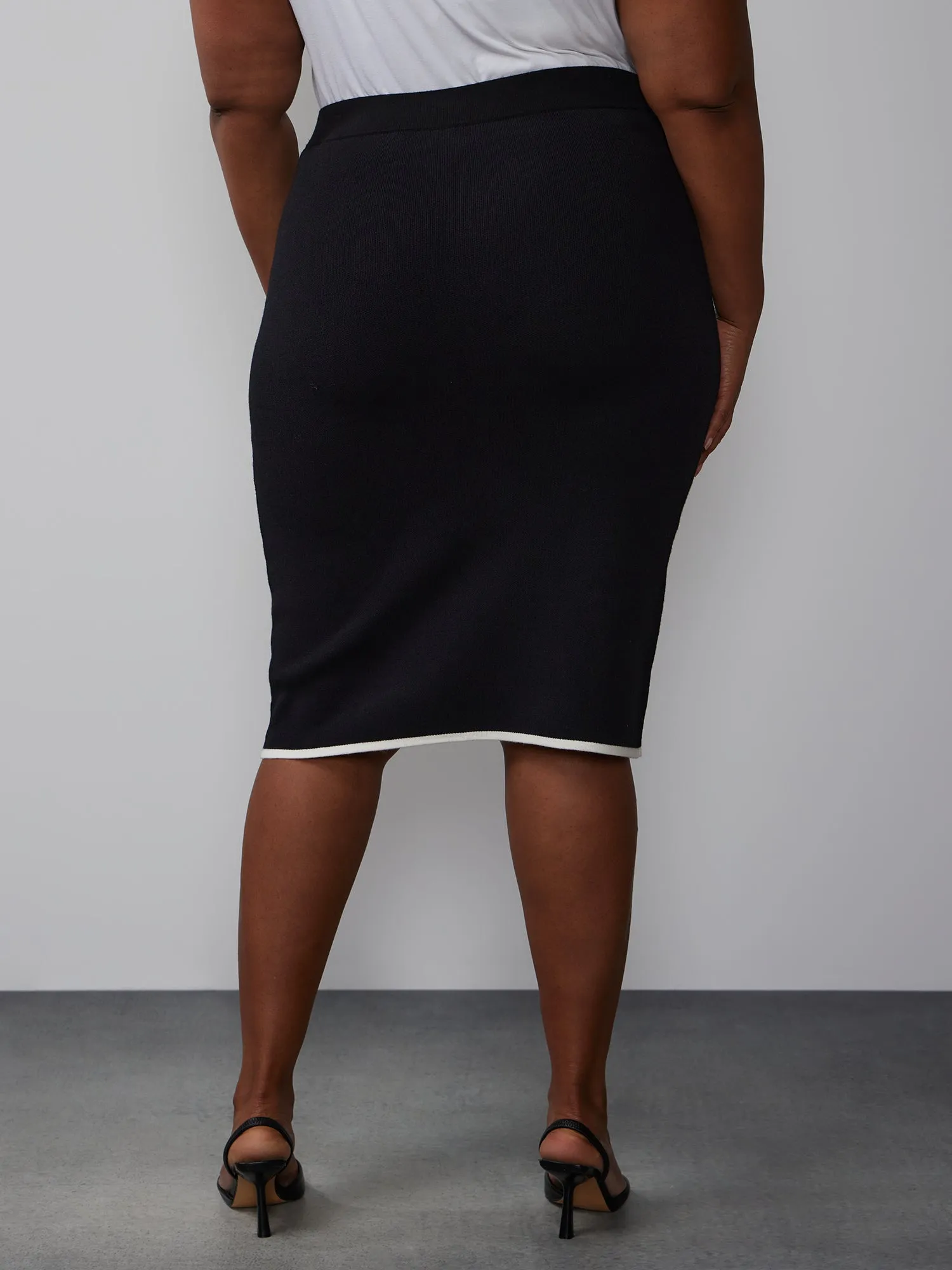 Plus High Rise Front Slit Pencil Skirt