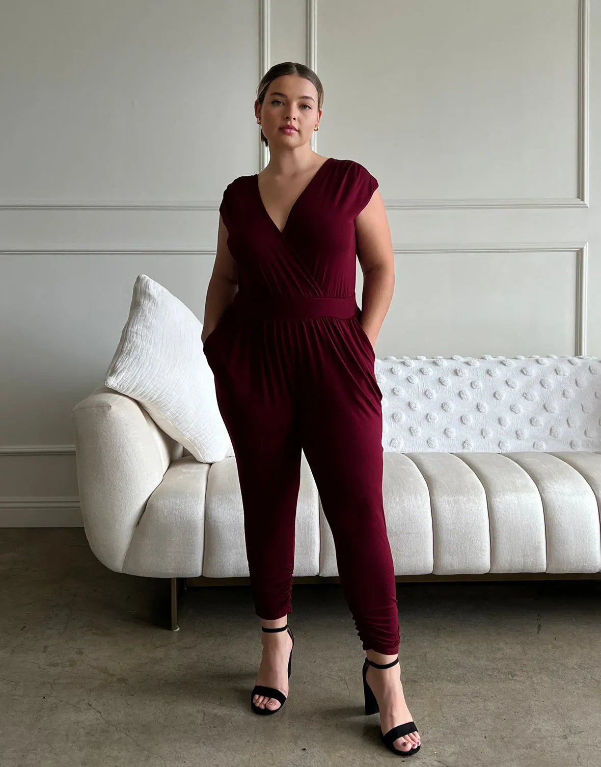 Plus Size Knit Sleeveless Jumpsuit