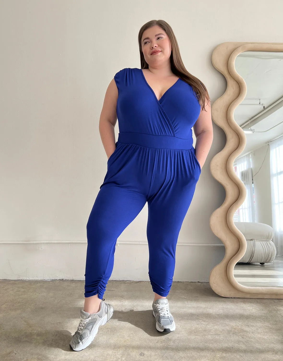 Plus Size Knit Sleeveless Jumpsuit