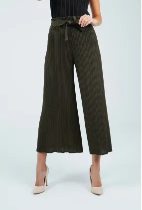 Prisca Wide-Leg Pants With Pleated Belt