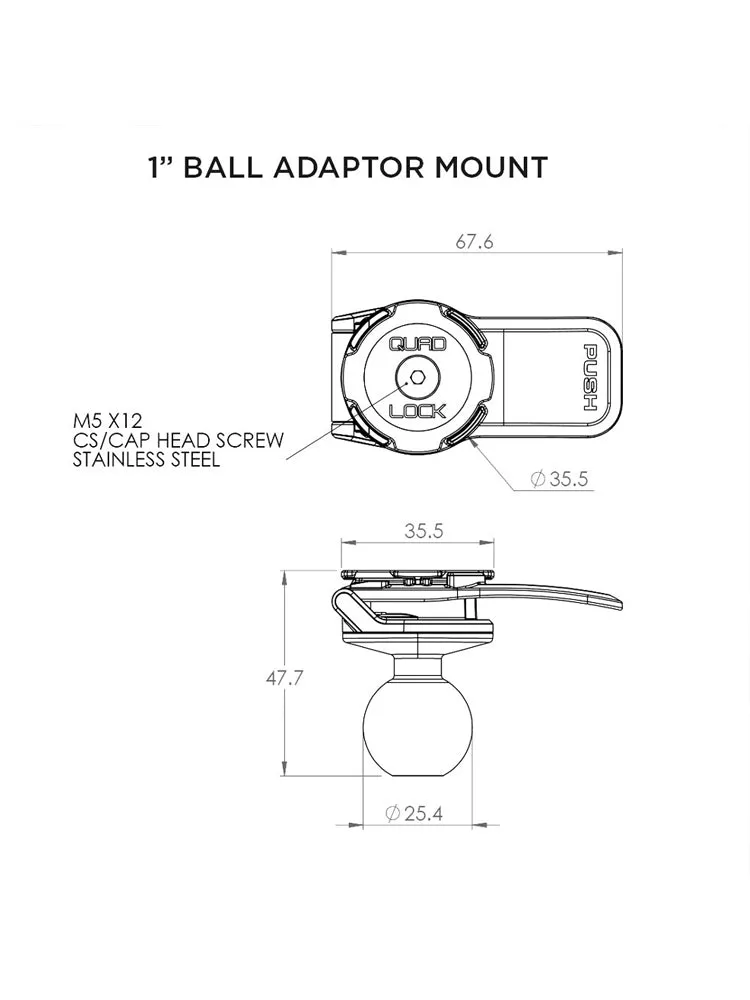 Quad Lock 1-inch RAM Ball Adapter