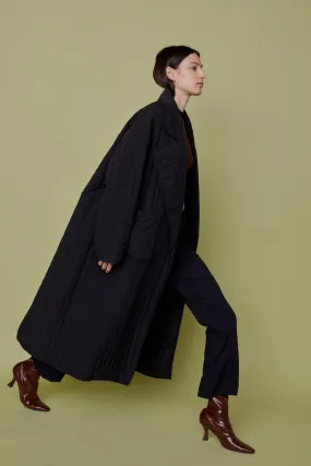 Quilted Overcoat - Black