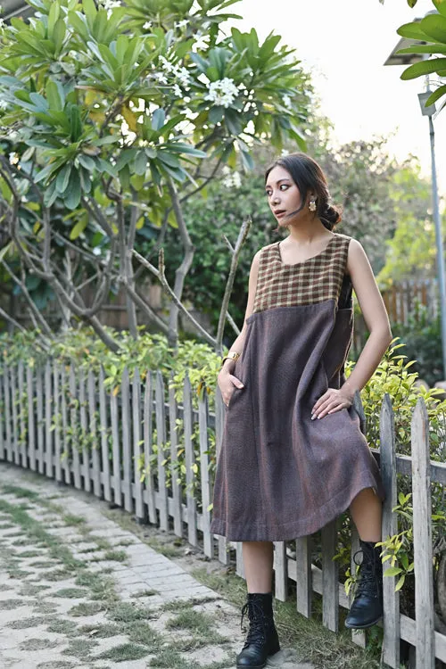 Rangsutra Handwoven Woolen Navy Sleeveless Dress