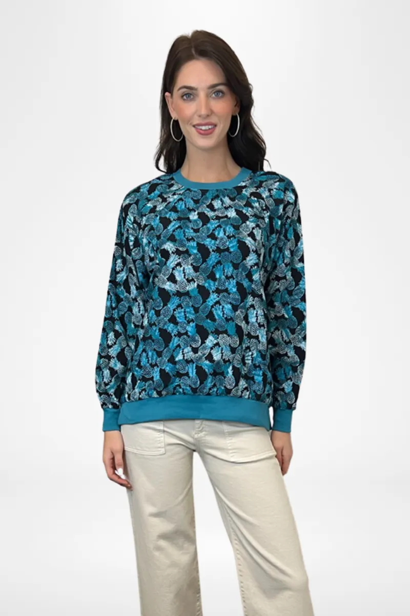 Reversible Turquoise Abstract Pineapple Top By Pixi Carnival