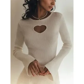 Ribbed Heart Keyhole Sweater