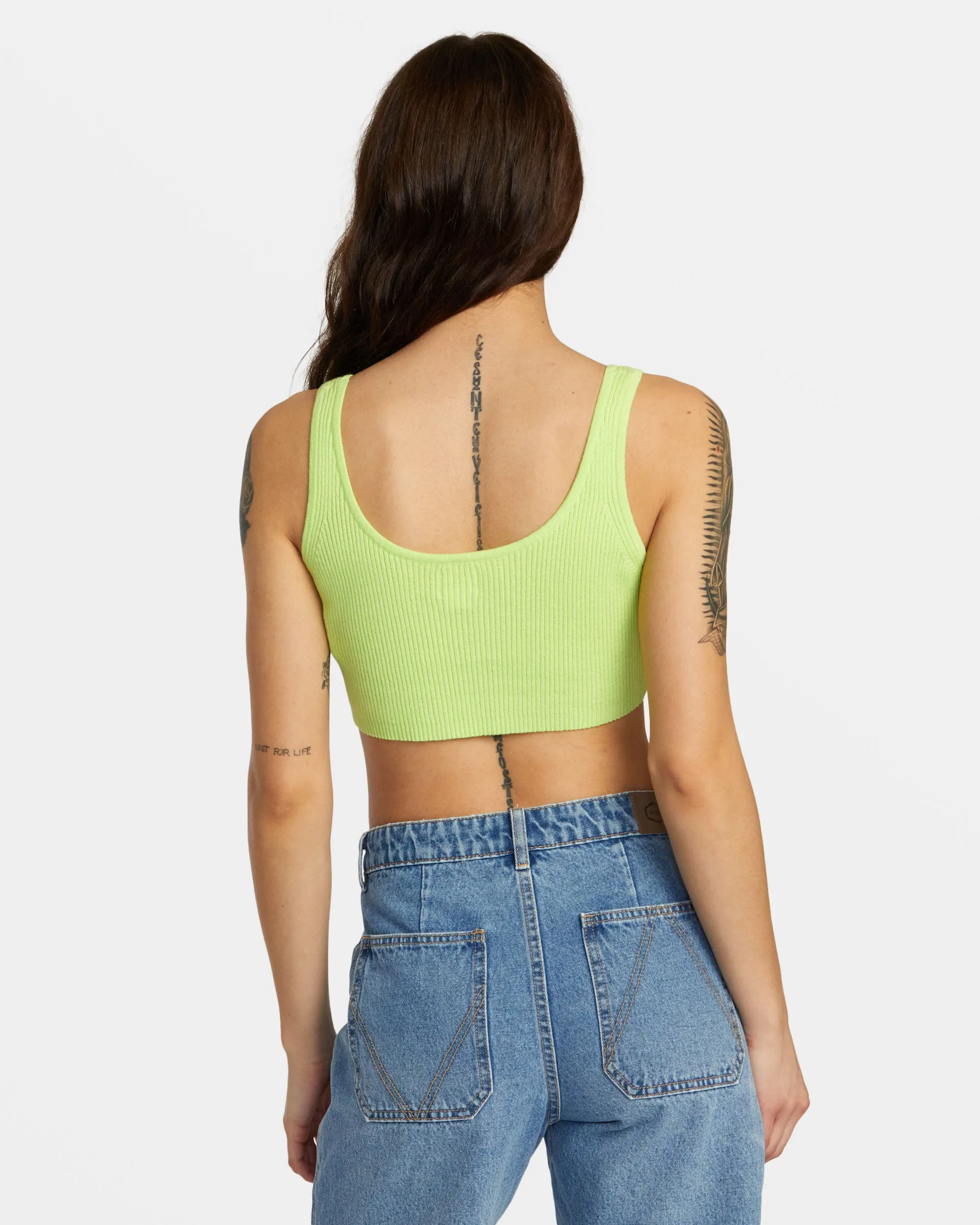 Selects Roundabout Sweater Tank V-Neck Sweater - Neon Green