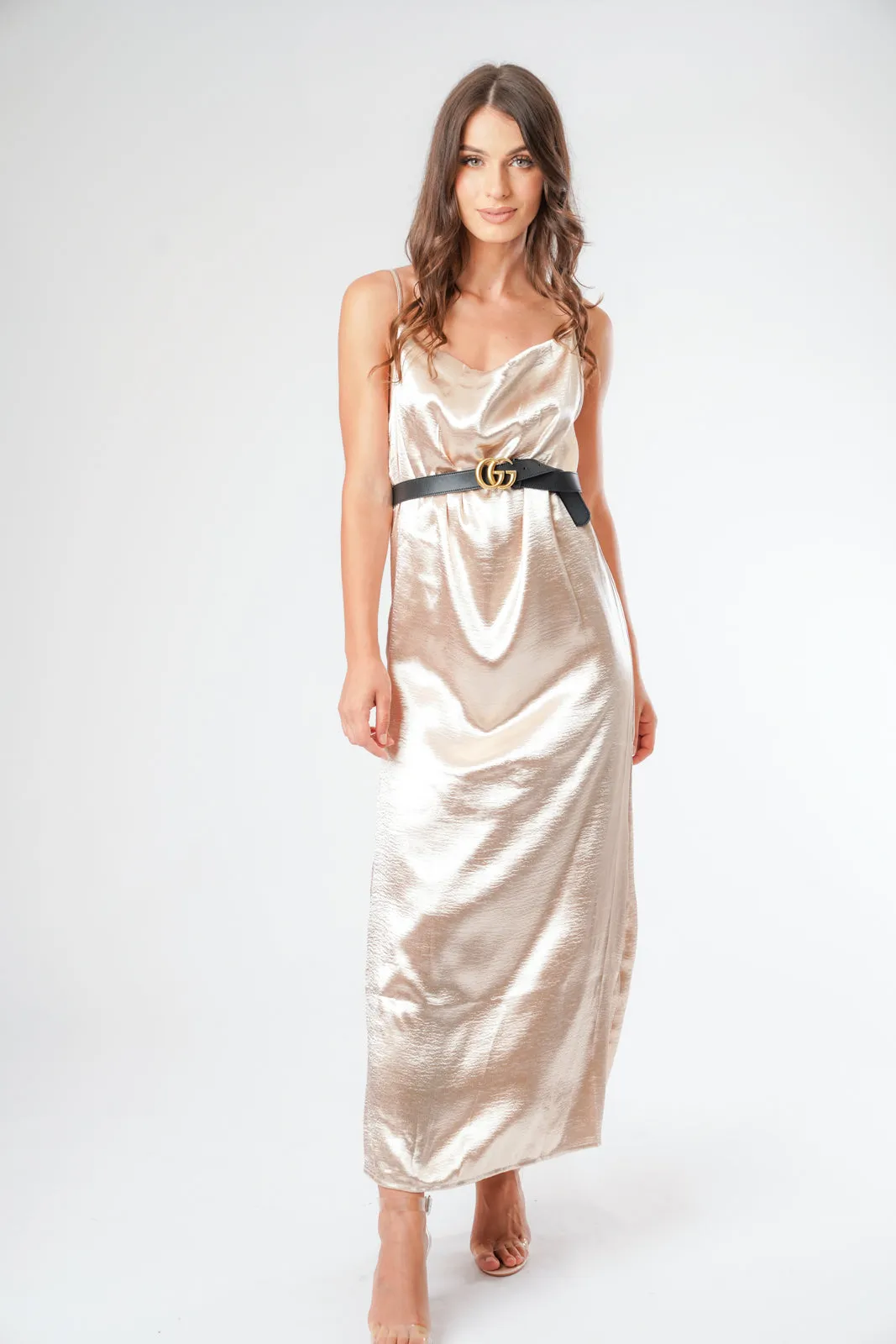 Silky Cowl Neck Cami Maxi Dress